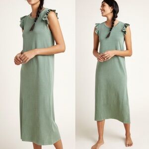 Sundry Green Ruffle Midi Dress size 3 large